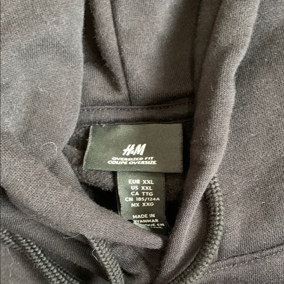 H&M Black Graphic oversized Sweatshirt Hoodie - Picture 3 of 8